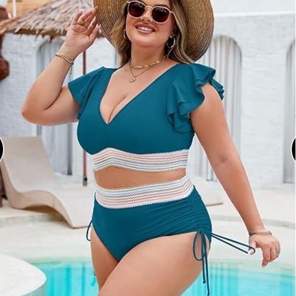 Jolefille - XL 2 Piece High Waisted Bikini Set Tummy CoNTROL - Picture 2 of 14